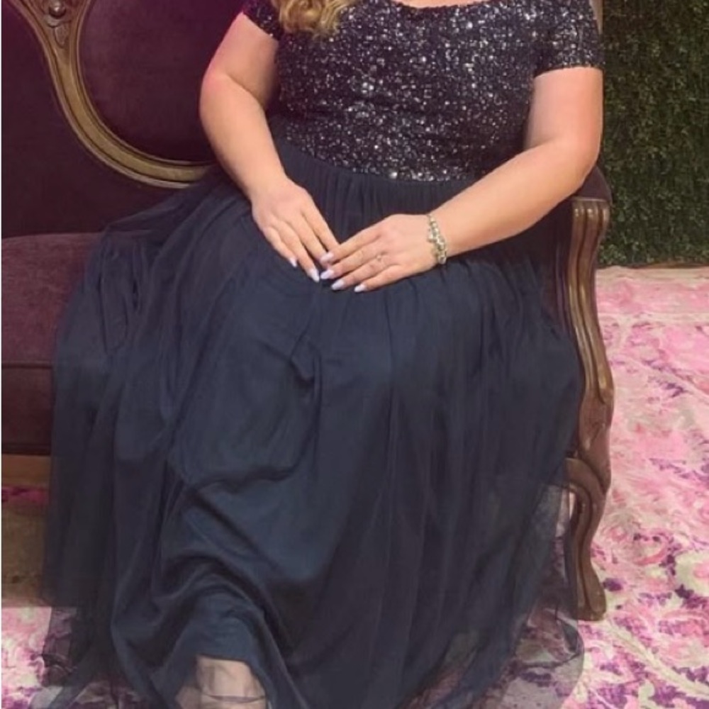 Elegant Navy Evening Dress